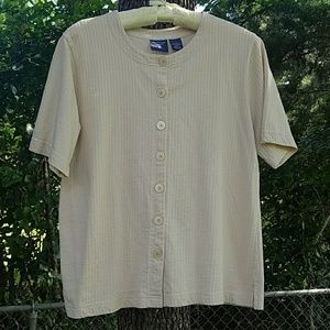 Cream, short sleeve, button top